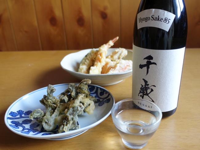 千歳 Hyogo Sake 85（山名酒造）と天ぷら
