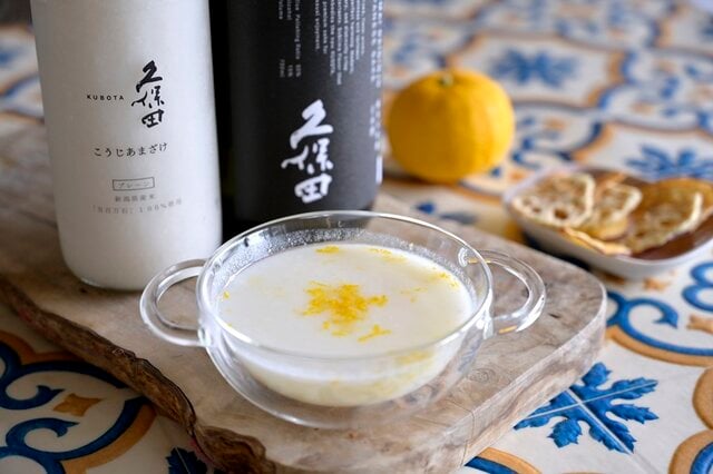 日本酒×こうじあまざけ×ヨーグルトとゆずのホットカクテル